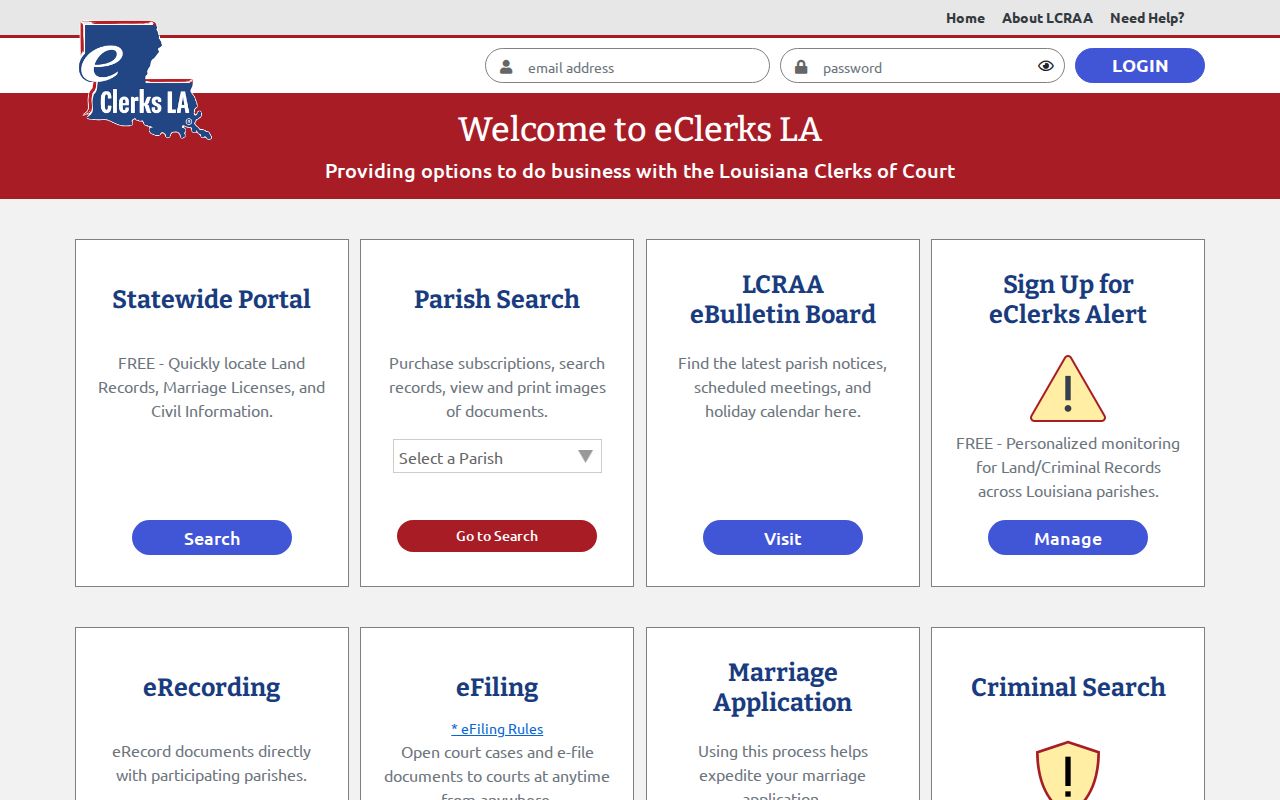 West Feliciana Parish case lookup eClerks statewide portal