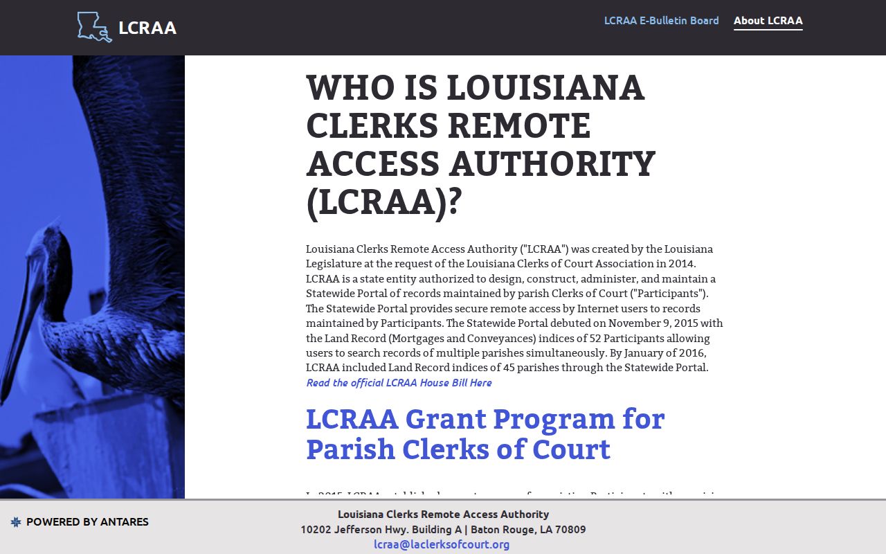 West Feliciana Parish case lookup LCRAA statewide access explanation