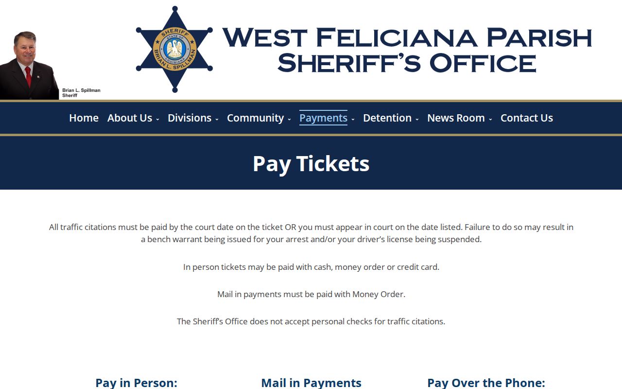 West Feliciana Parish traffic tickets Sheriff payment instructions